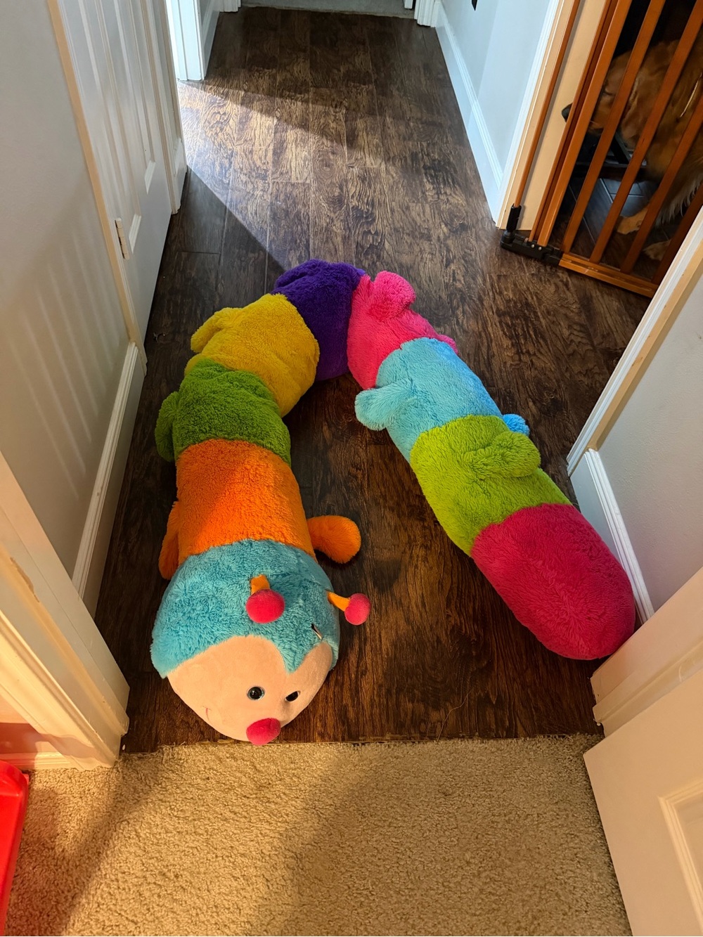Toys R Us Rainbow 9 Ft Long Caterpillar Rainbow Stripes Plush Pillow Kids Room